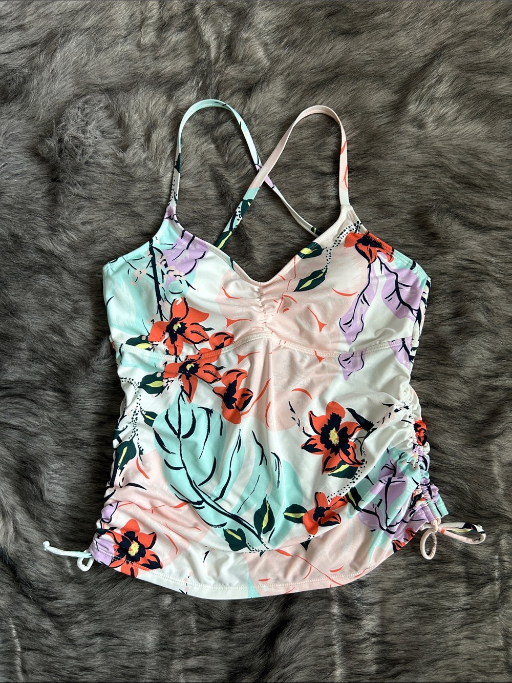 NEW Carve Designs Camaro Tankini Top Charm Floral Crossover Strap Women’s Small